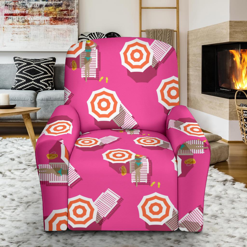 Beach Top View Umbrella Theme Single Sofa Slipcover -JTAMIGO.COM