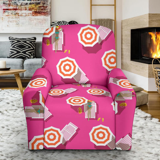 Beach Top View Umbrella Theme Single Sofa Slipcover -JTAMIGO.COM