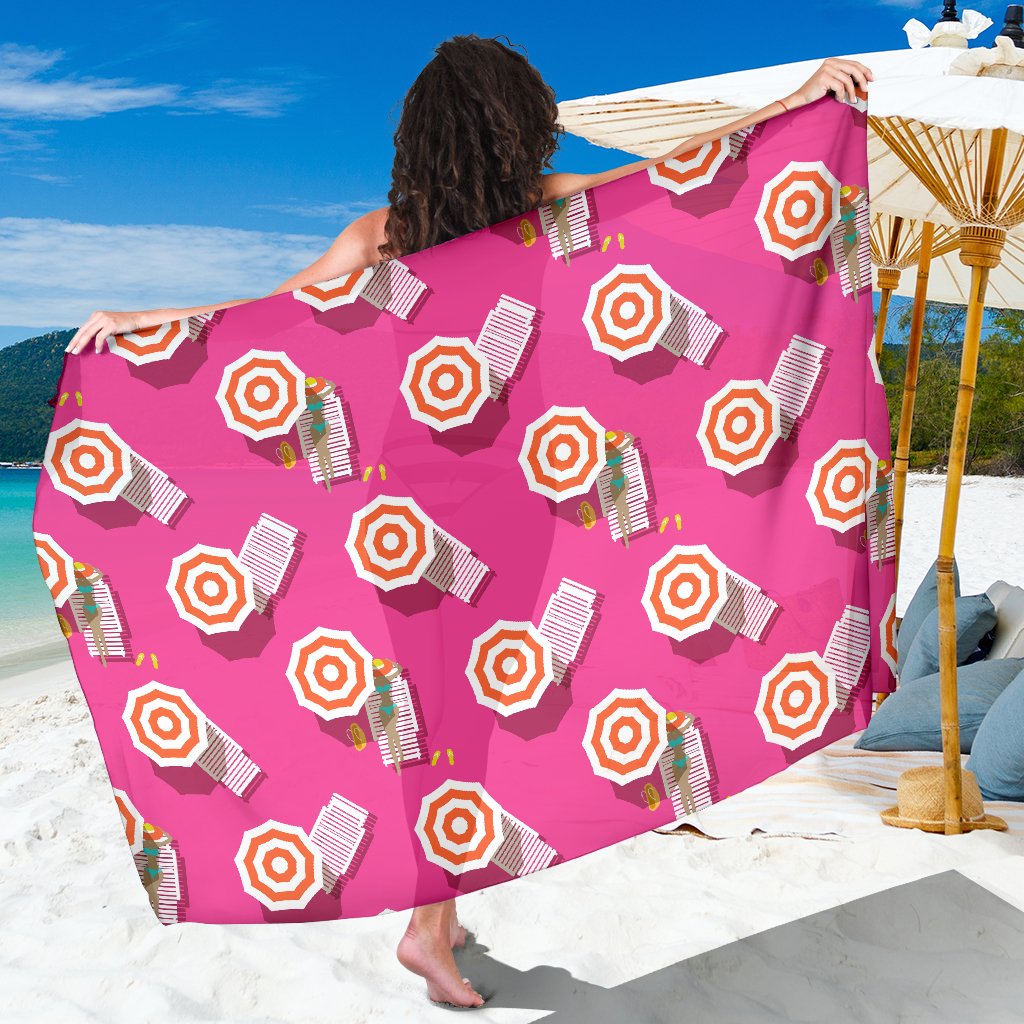Beach Top View Umbrella Theme Sarong Pareo Wrap