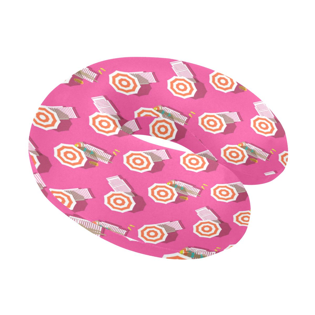 Beach Top View Umbrella Theme U-Shaped Travel Neck Pillow-JTAMIGO.COM