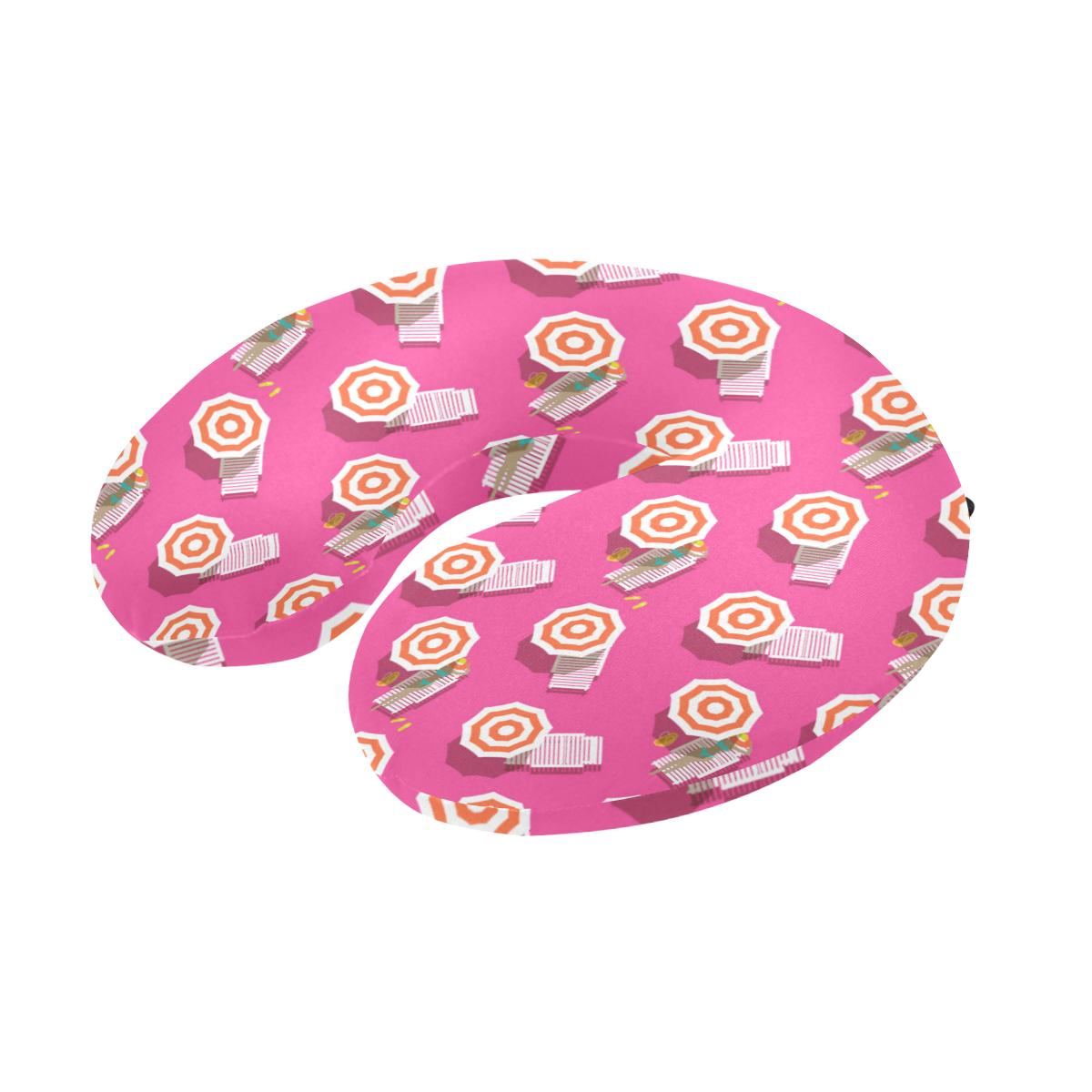 Beach Top View Umbrella Theme U-Shaped Travel Neck Pillow-JTAMIGO.COM