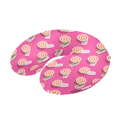 Beach Top View Umbrella Theme U-Shaped Travel Neck Pillow-JTAMIGO.COM