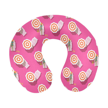 Beach Top View Umbrella Theme U-Shaped Travel Neck Pillow-JTAMIGO.COM