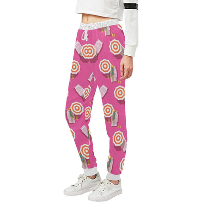 Beach Top View Umbrella Theme Unisex Casual Sweatpants (Model L11)-JTAMIGO.COM