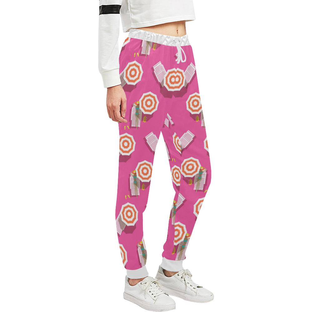 Beach Top View Umbrella Theme Unisex Casual Sweatpants (Model L11)-JTAMIGO.COM