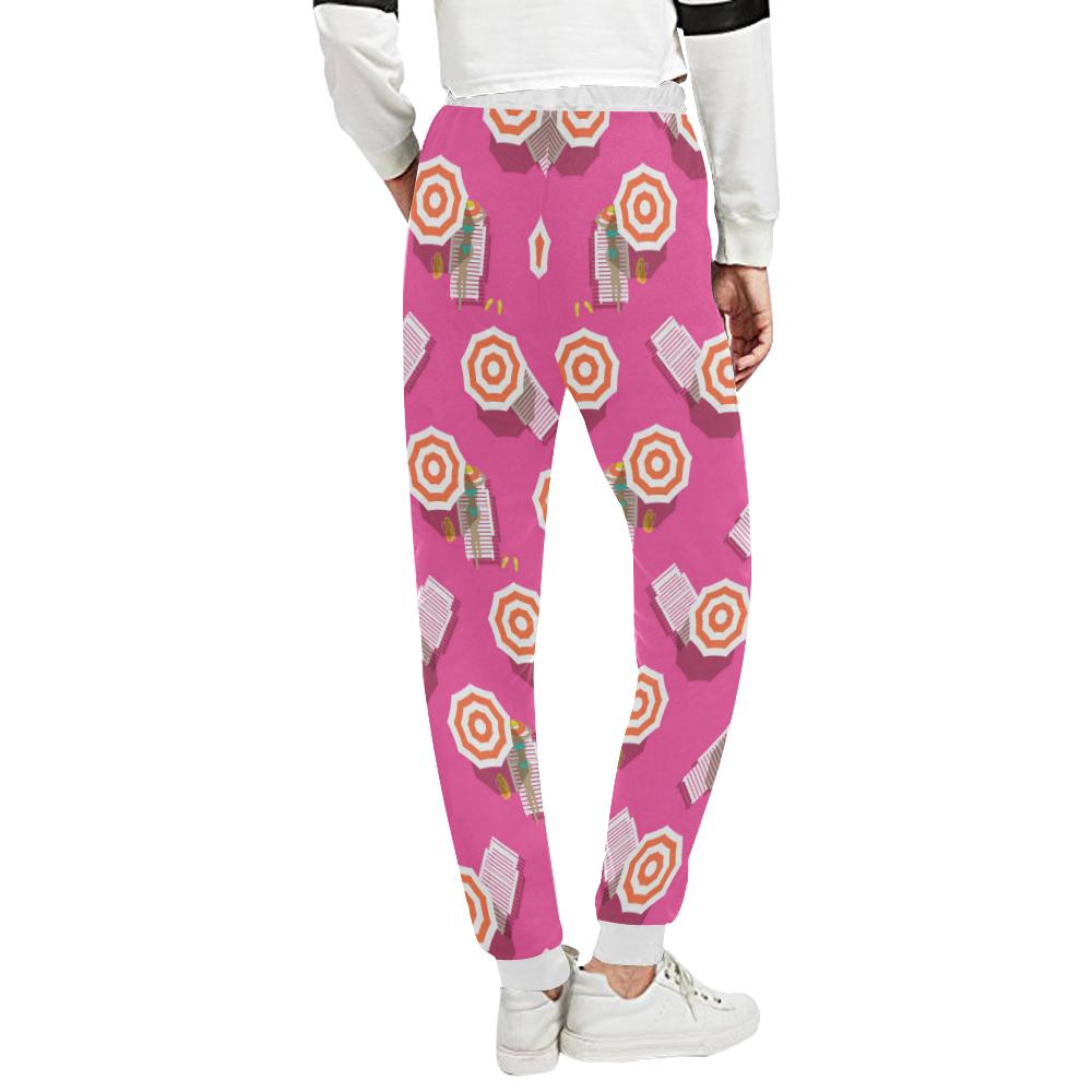 Beach Top View Umbrella Theme Unisex Casual Sweatpants (Model L11)-JTAMIGO.COM