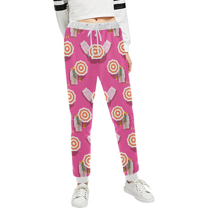 Beach Top View Umbrella Theme Unisex Casual Sweatpants (Model L11)-JTAMIGO.COM