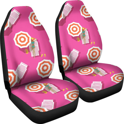 Beach Top View Umbrella Theme Universal Fit Car Seat Covers