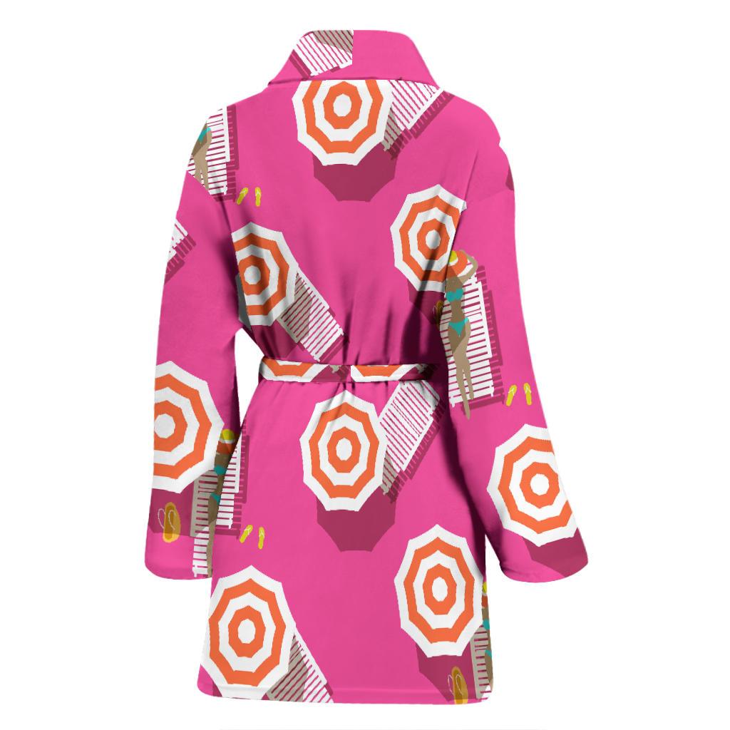 Beach Top View Umbrella Theme Women Bath Robe-JTAMIGO.COM
