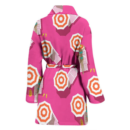 Beach Top View Umbrella Theme Women Bath Robe-JTAMIGO.COM