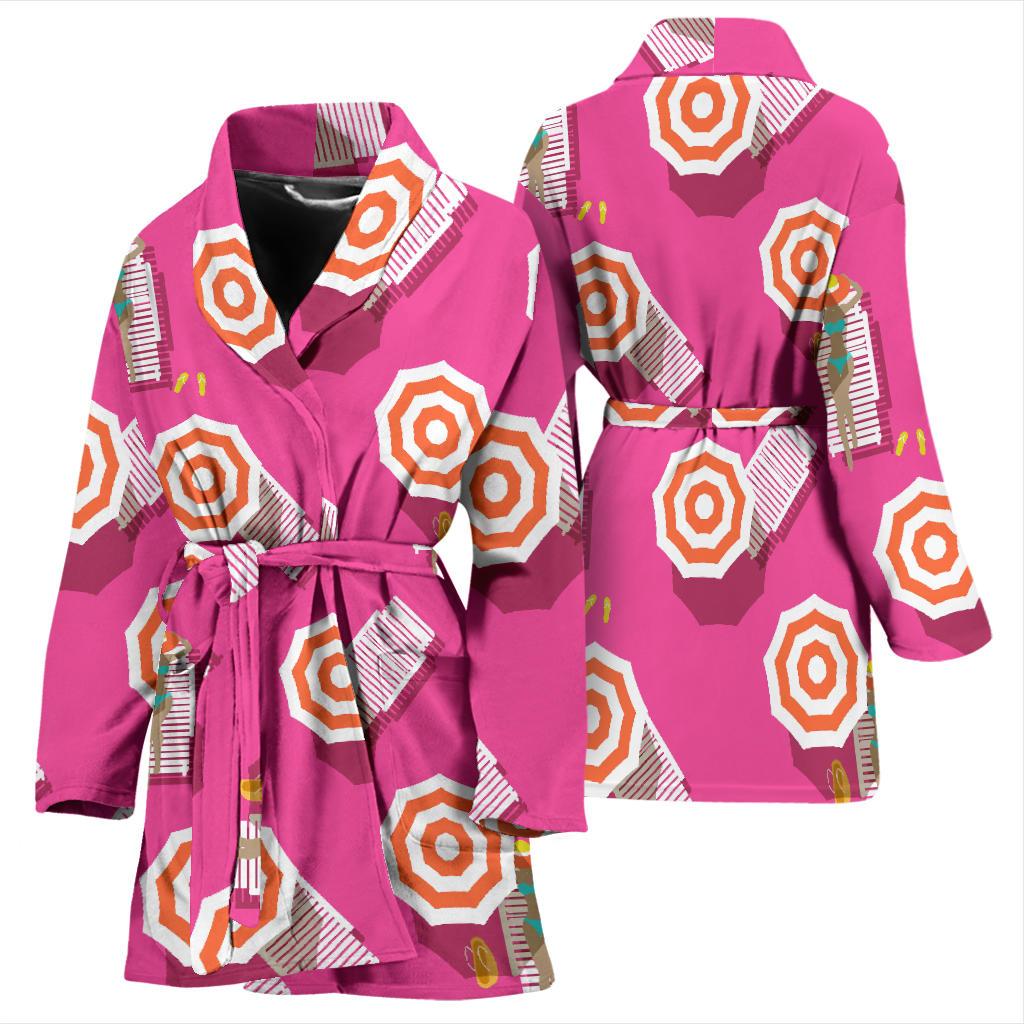 Beach Top View Umbrella Theme Women Bath Robe-JTAMIGO.COM