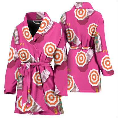 Beach Top View Umbrella Theme Women Bath Robe-JTAMIGO.COM