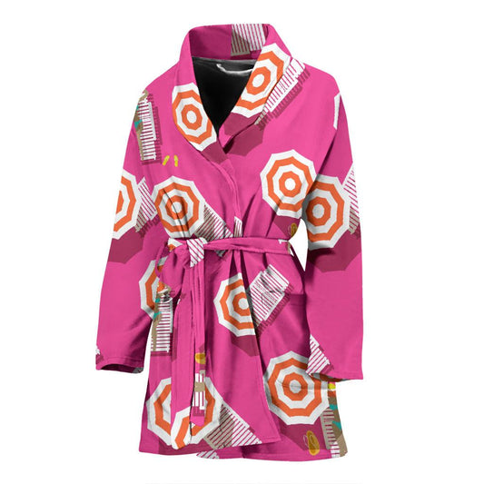 Beach Top View Umbrella Theme Women Bath Robe-JTAMIGO.COM