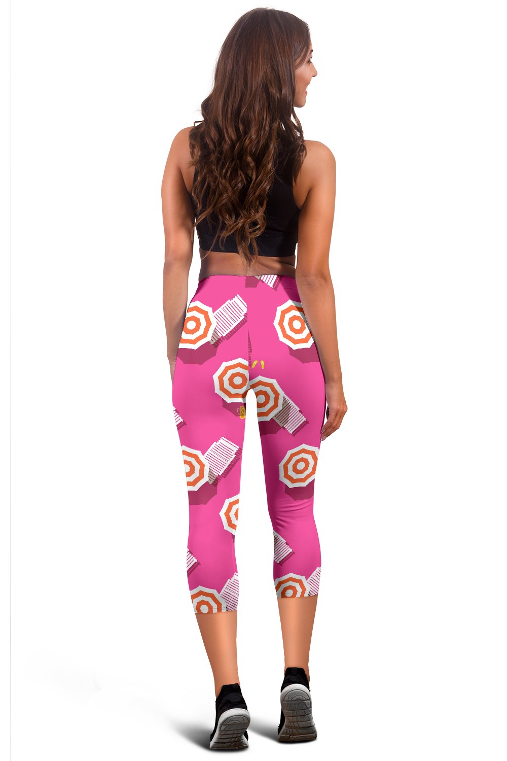 Beach Top View Umbrella Theme Women Capris