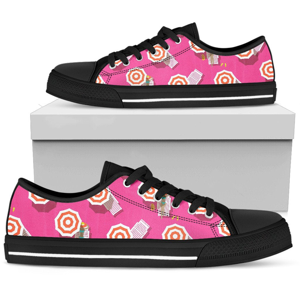 Beach Top View Umbrella Theme Women Low Top Shoes