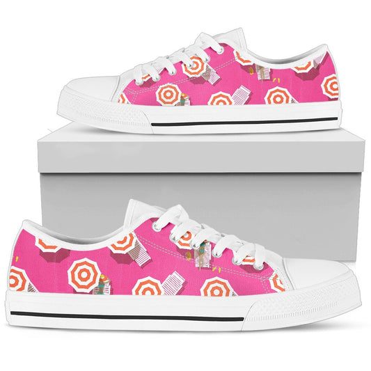 Beach Top View Umbrella Theme Women Low Top Shoes