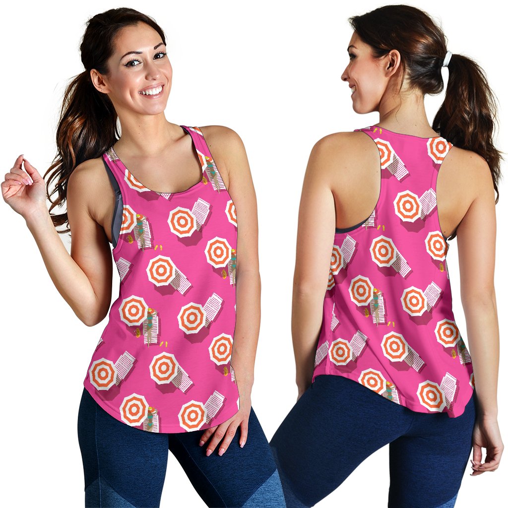 Beach Top View Umbrella Theme Women Racerback Tank Top