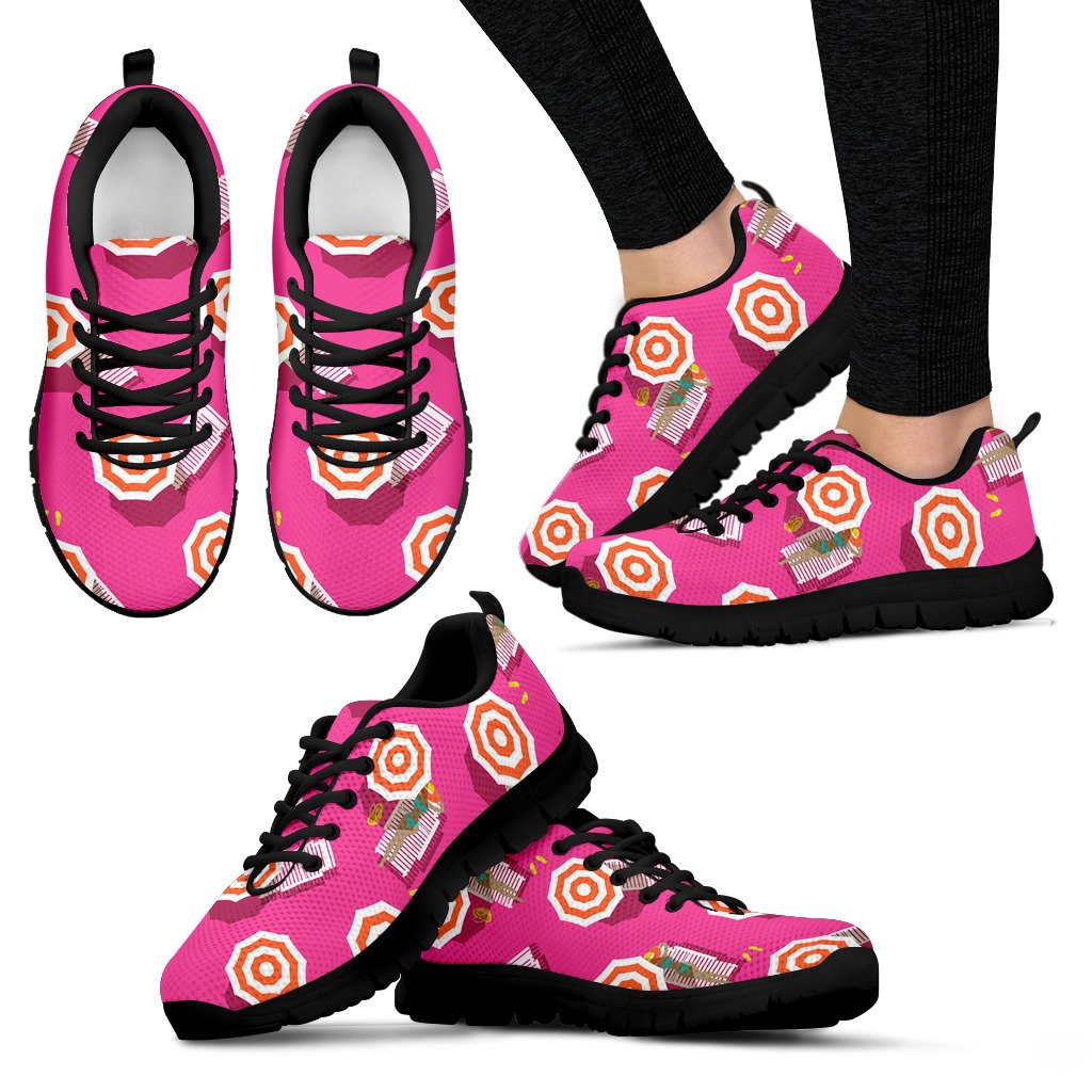 Beach Top View Umbrella Theme Women Sneakers Shoes