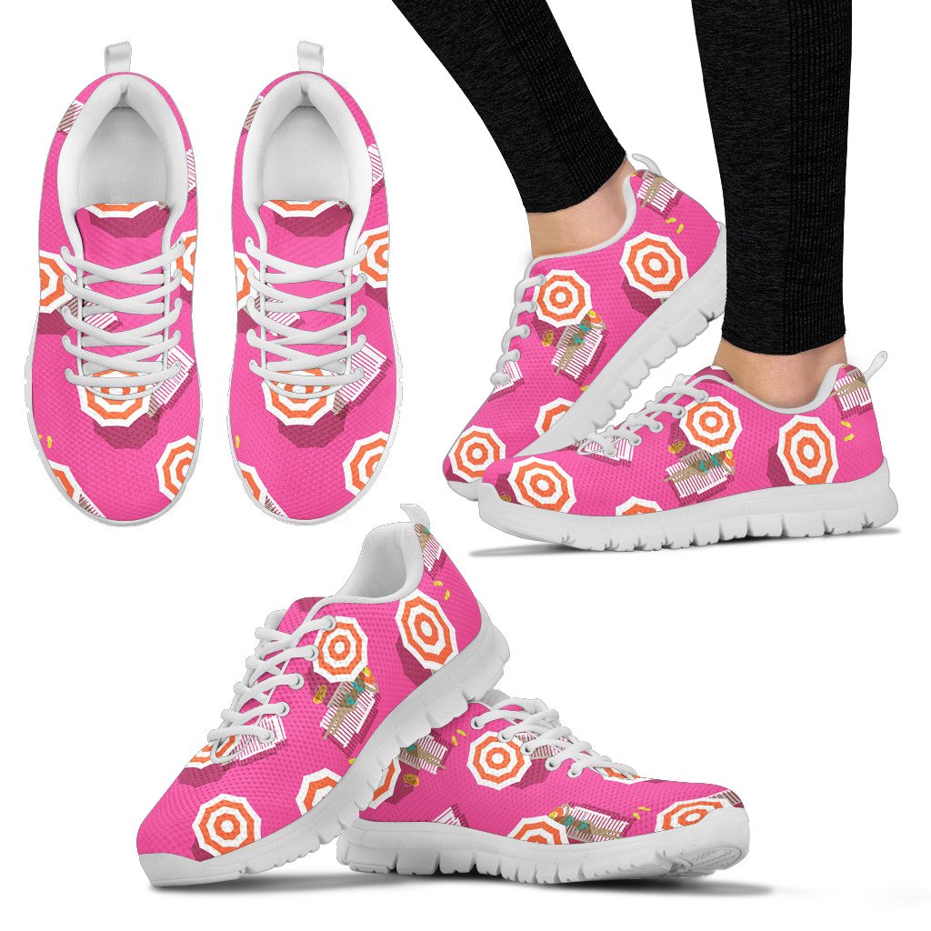 Beach Top View Umbrella Theme Women Sneakers Shoes