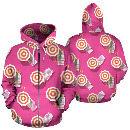 Beach Top View Umbrella Theme Zip Up Hoodie