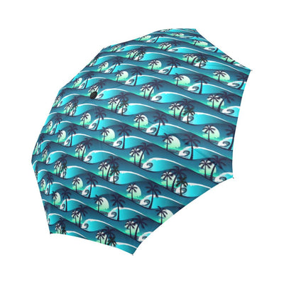 Beach Wave Design Print Automatic Foldable Umbrella