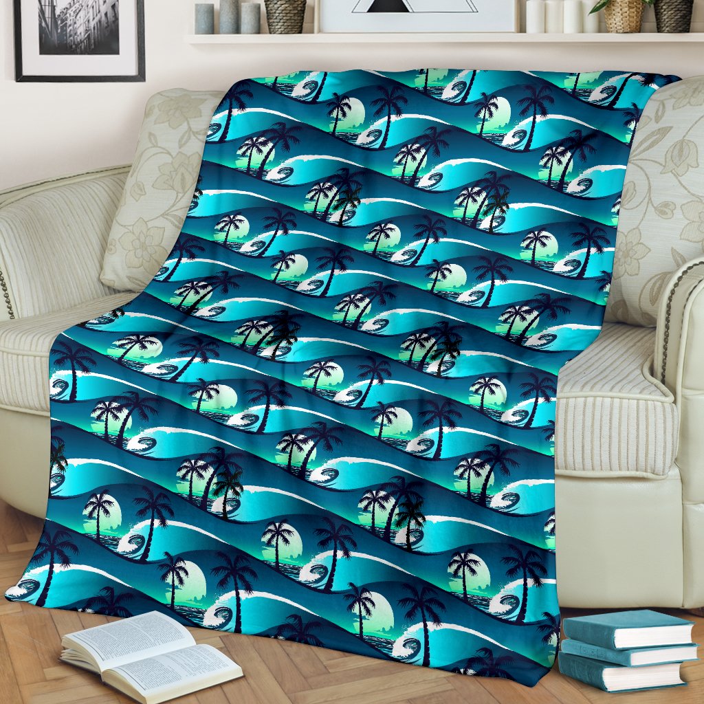 Beach Wave Design Print Fleece Blanket