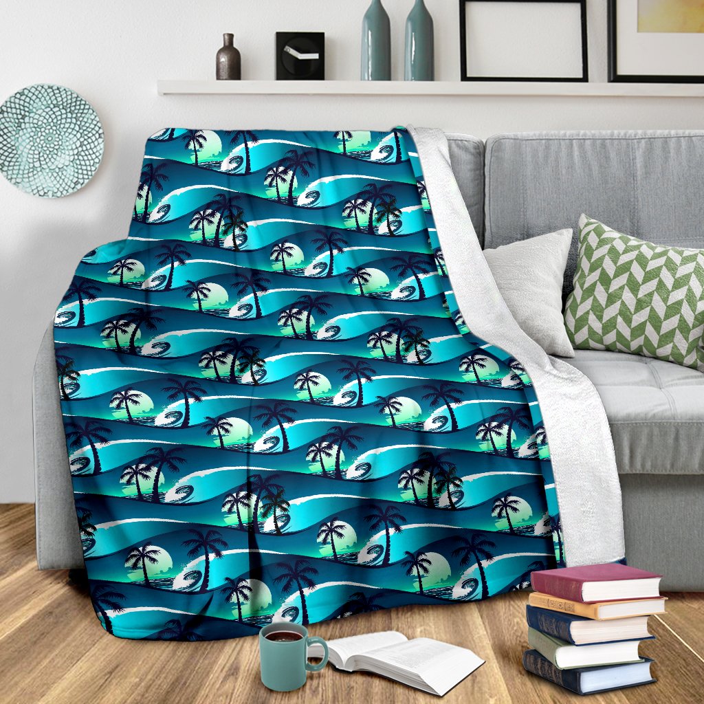Beach Wave Design Print Fleece Blanket
