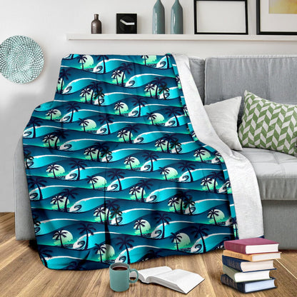 Beach Wave Design Print Fleece Blanket