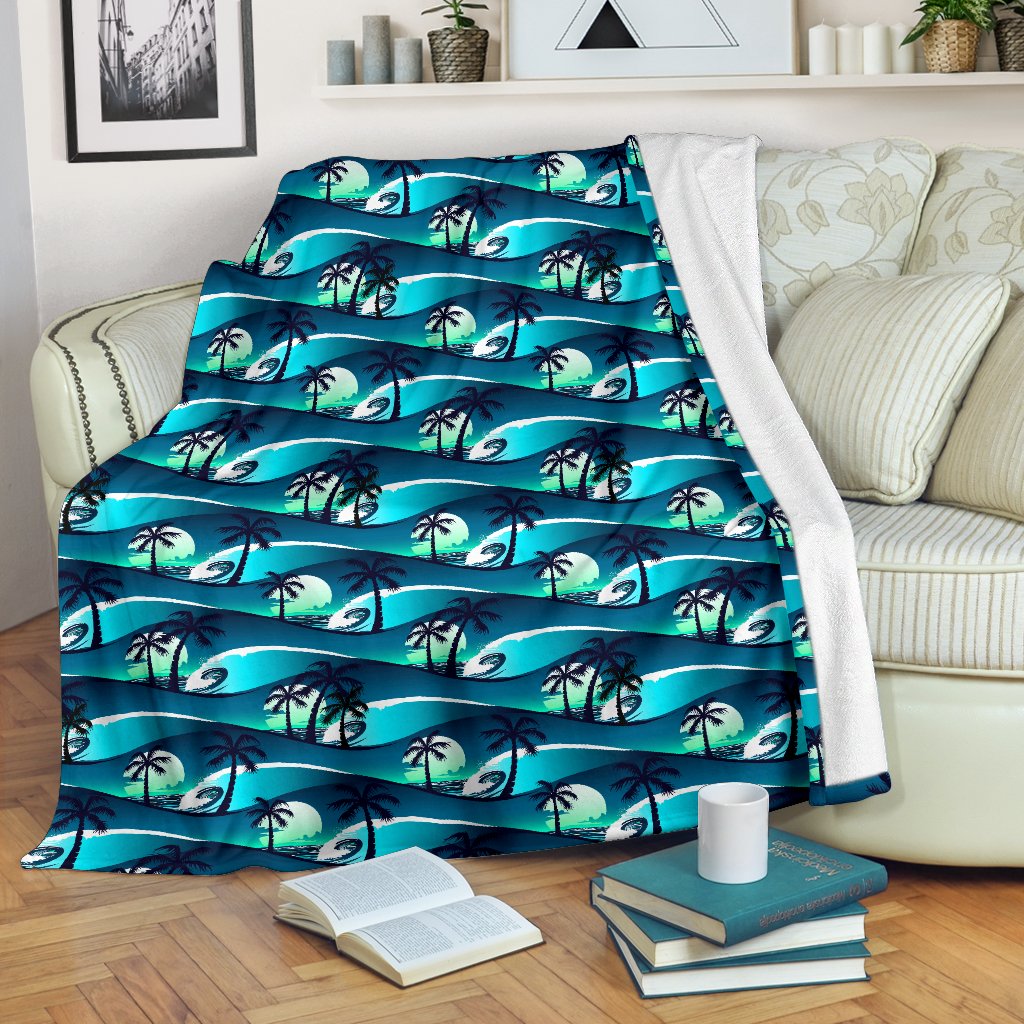 Beach Wave Design Print Fleece Blanket