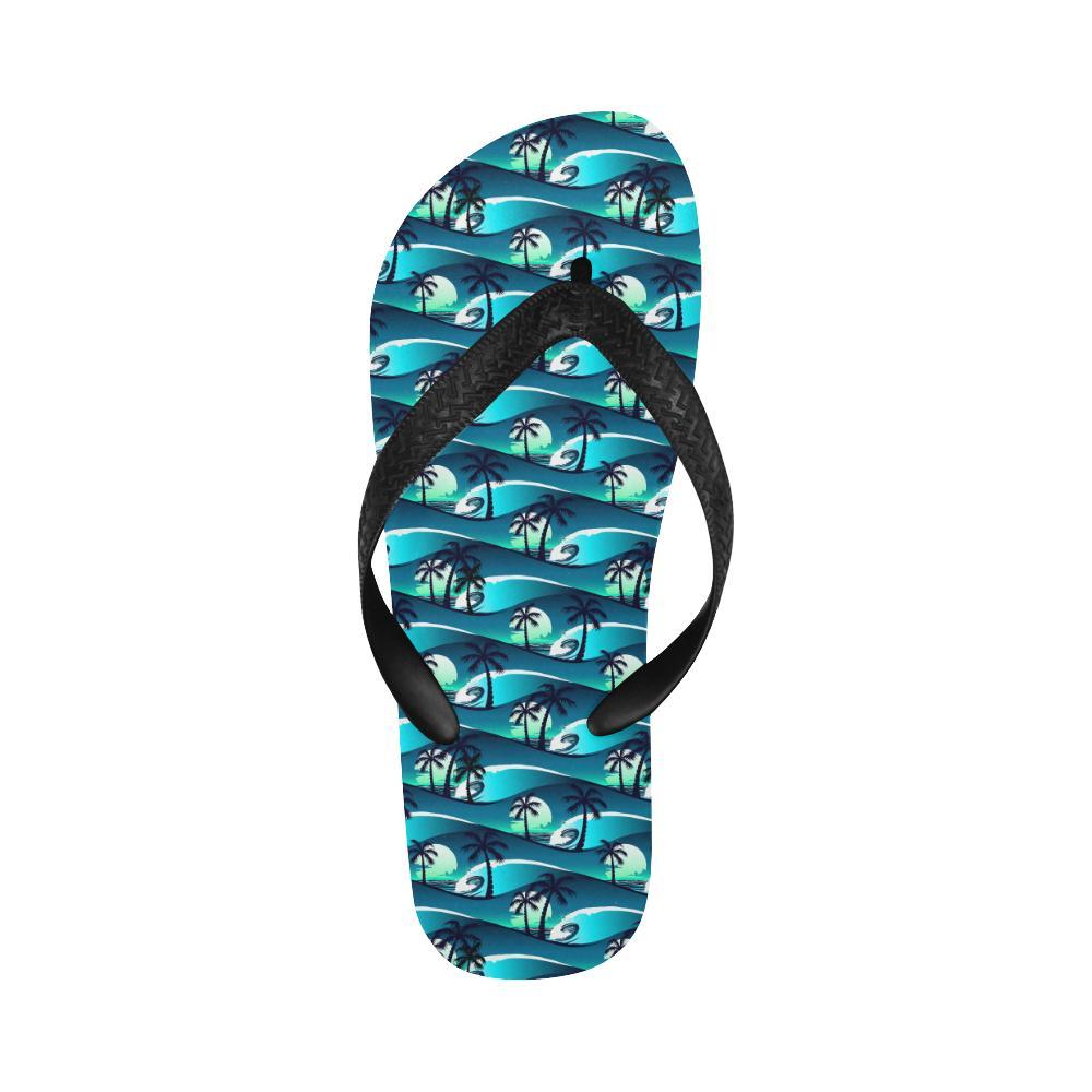 Beach Wave Design Print Flip Flops-JTAMIGO.COM