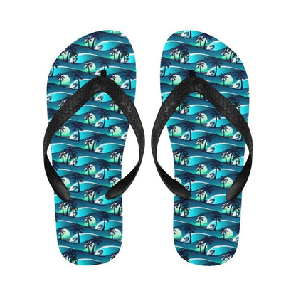 Beach Wave Design Print Flip Flops-JTAMIGO.COM