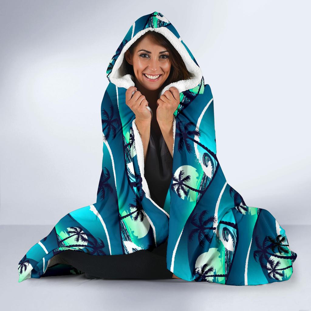 Beach Wave Design Print Hooded Blanket-JTAMIGO.COM