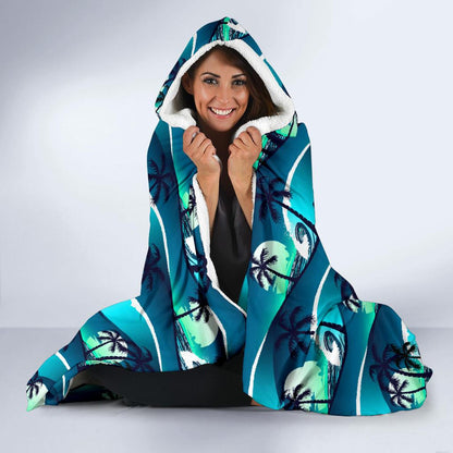 Beach Wave Design Print Hooded Blanket-JTAMIGO.COM