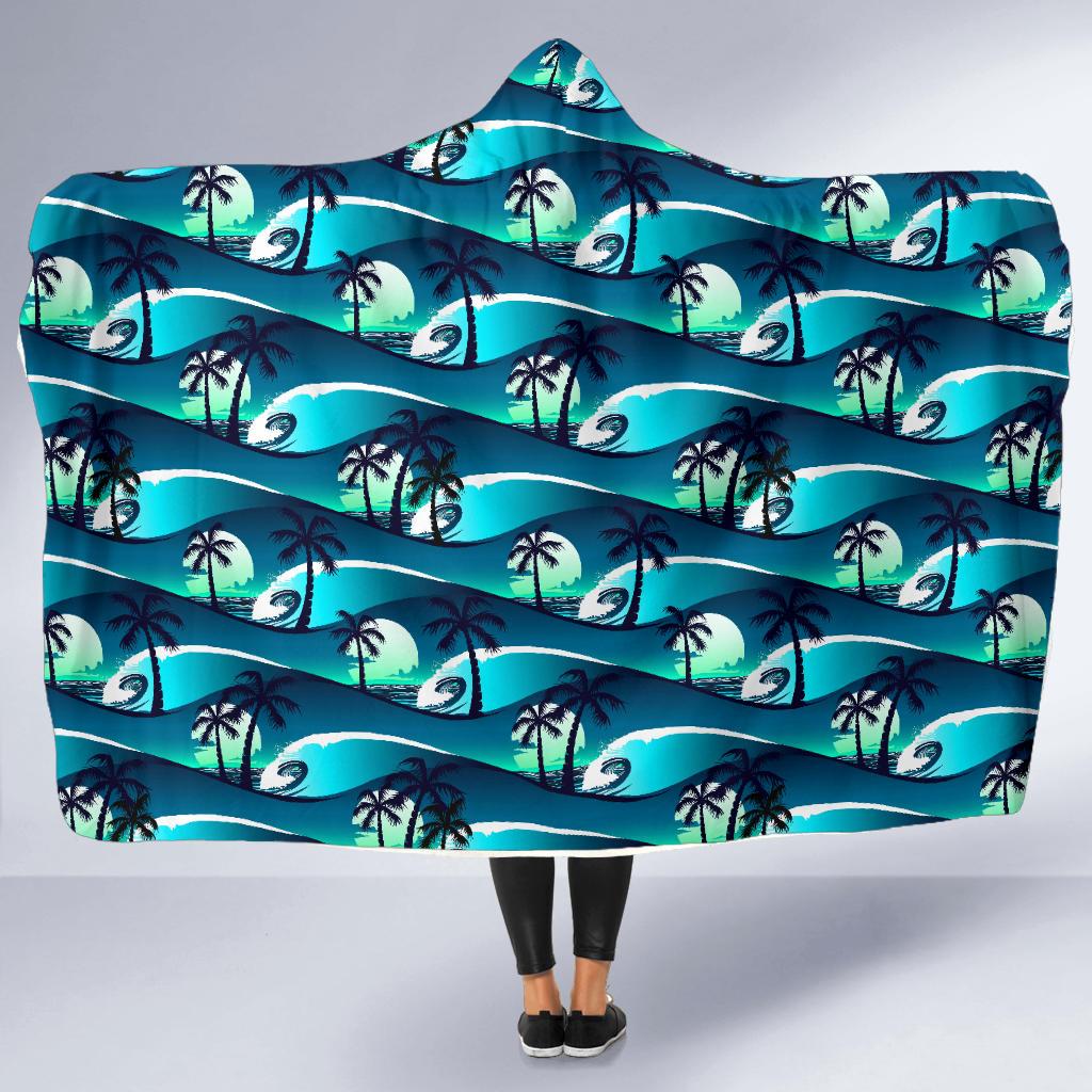 Beach Wave Design Print Hooded Blanket-JTAMIGO.COM