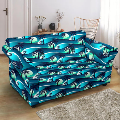 Beach Wave Design Print Loveseat Slipcover-JTAMIGO.COM