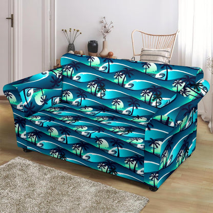 Beach Wave Design Print Loveseat Slipcover-JTAMIGO.COM