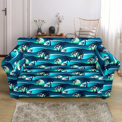 Beach Wave Design Print Loveseat Slipcover-JTAMIGO.COM