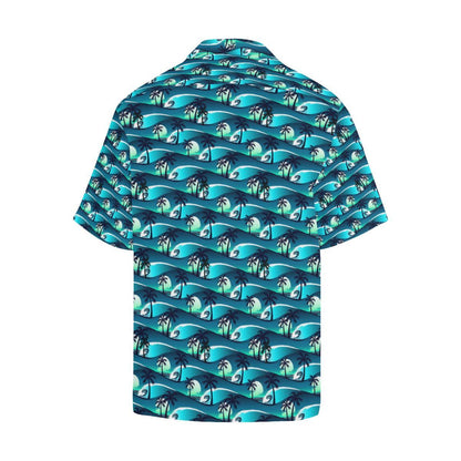 Beach Wave Design Print Men Aloha Hawaiian Shirt