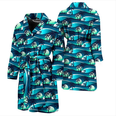 Beach Wave Design Print Men Bath Robe-JTAMIGO.COM