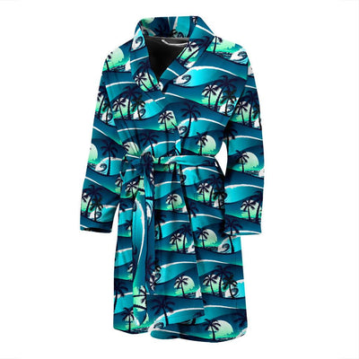 Beach Wave Design Print Men Bath Robe-JTAMIGO.COM