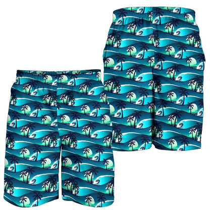 Beach Wave Design Print Mens Shorts-JTAMIGO.COM