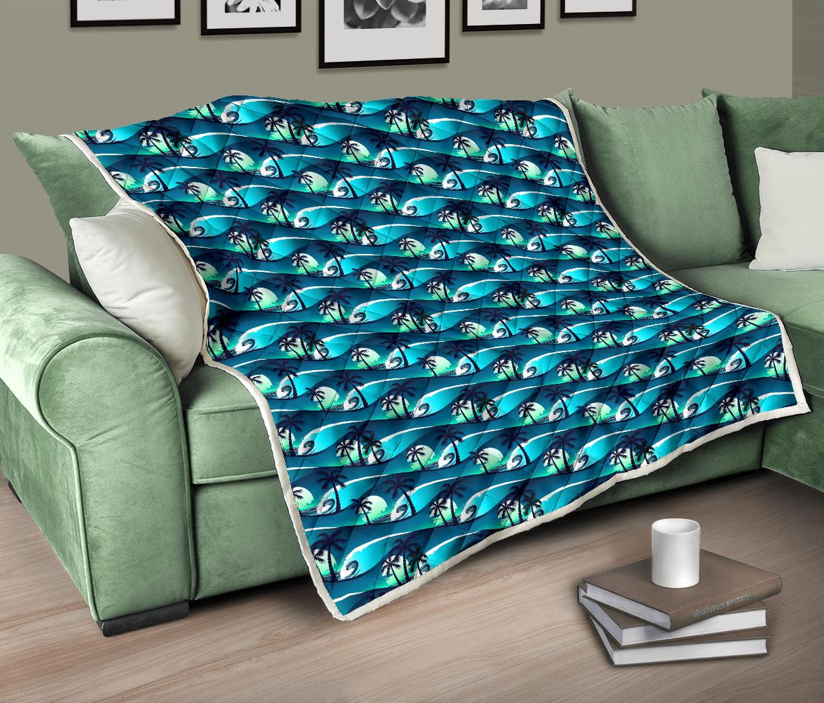 Beach Wave Design Print Premium Quilt-JTAMIGO.COM