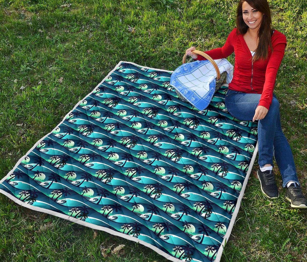 Beach Wave Design Print Premium Quilt-JTAMIGO.COM