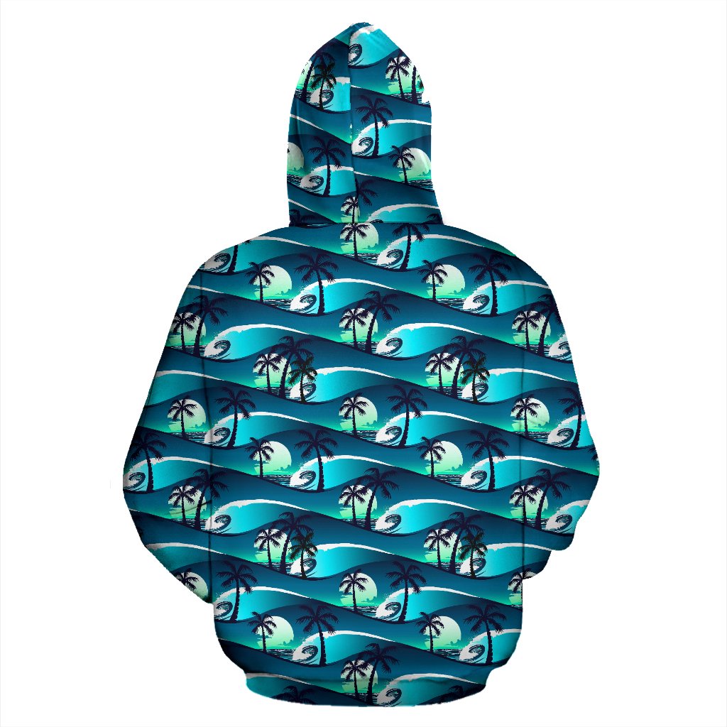 Beach Wave Design Print Pullover Hoodie