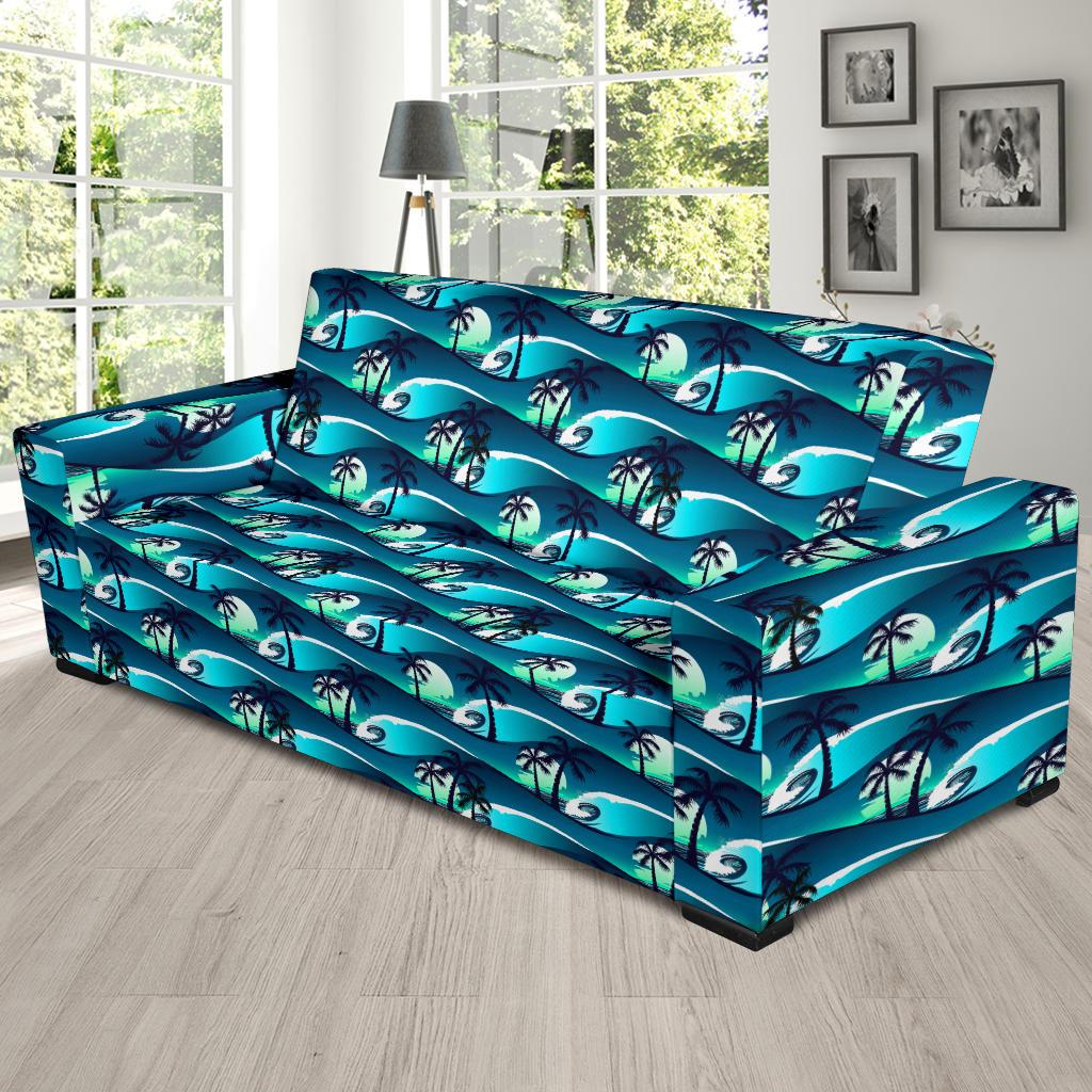 Beach Wave Design Print Sofa Slipcover-JTAMIGO.COM
