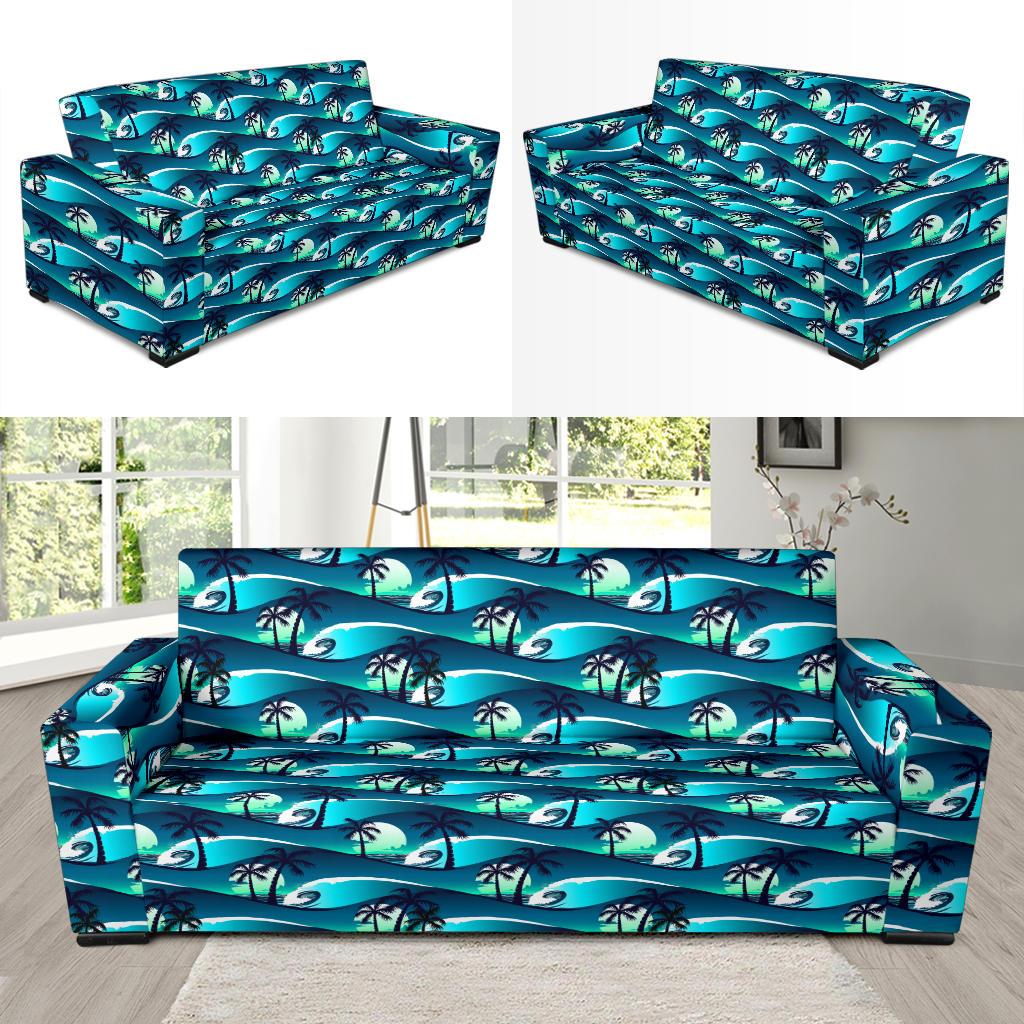 Beach Wave Design Print Sofa Slipcover-JTAMIGO.COM