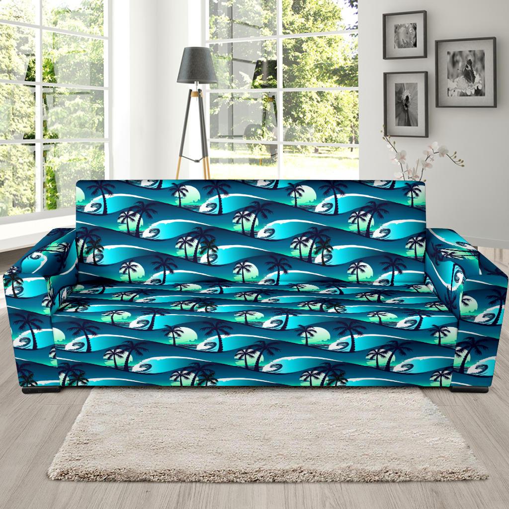 Beach Wave Design Print Sofa Slipcover-JTAMIGO.COM