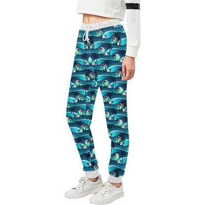 Beach Wave Design Print Unisex Casual Sweatpants (Model L11)-JTAMIGO.COM
