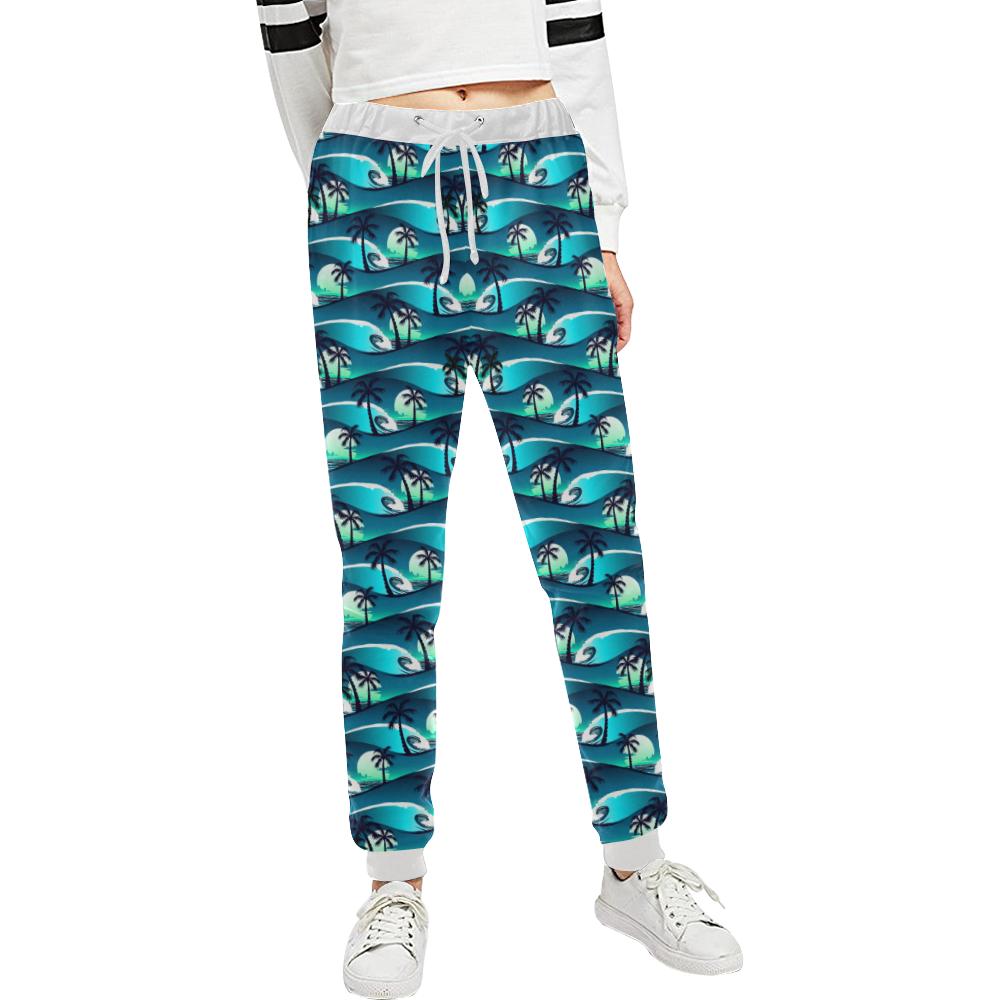 Beach Wave Design Print Unisex Casual Sweatpants (Model L11)-JTAMIGO.COM