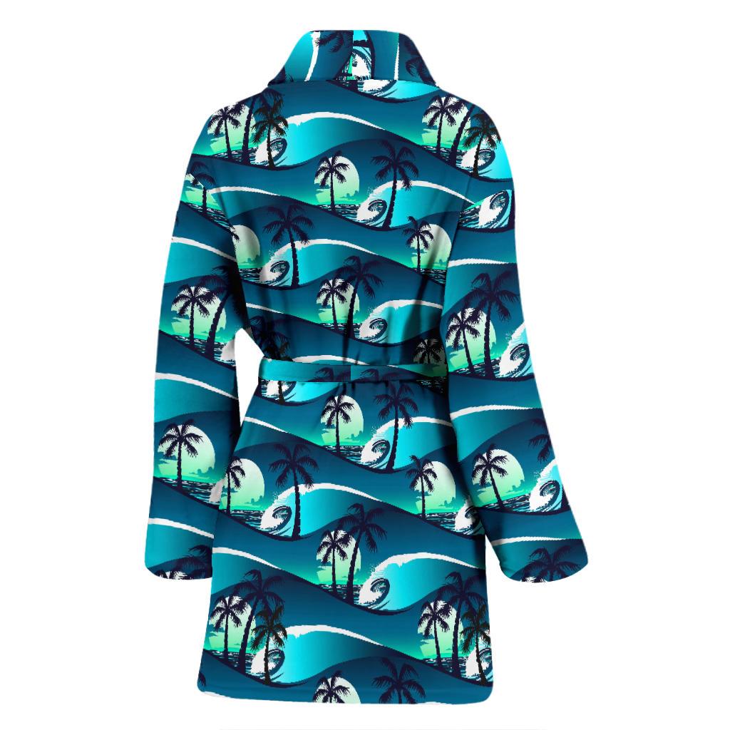 Beach Wave Design Print Women Bath Robe-JTAMIGO.COM